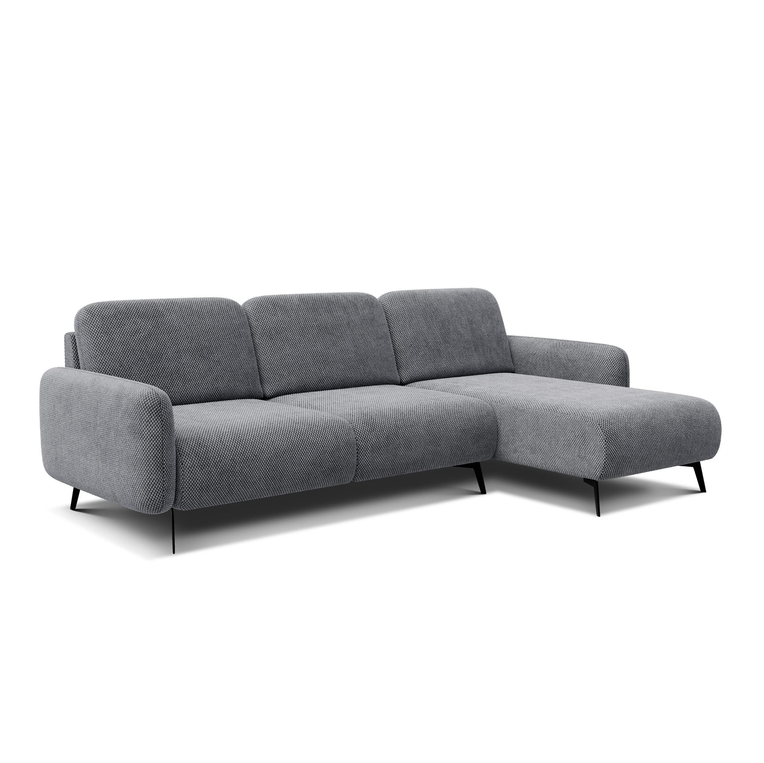 ECKSOFA FEBE 4-Sitzer rechts, grau - Schwarz/Grau, Holz/Textil (264/157cm) - Wozimo