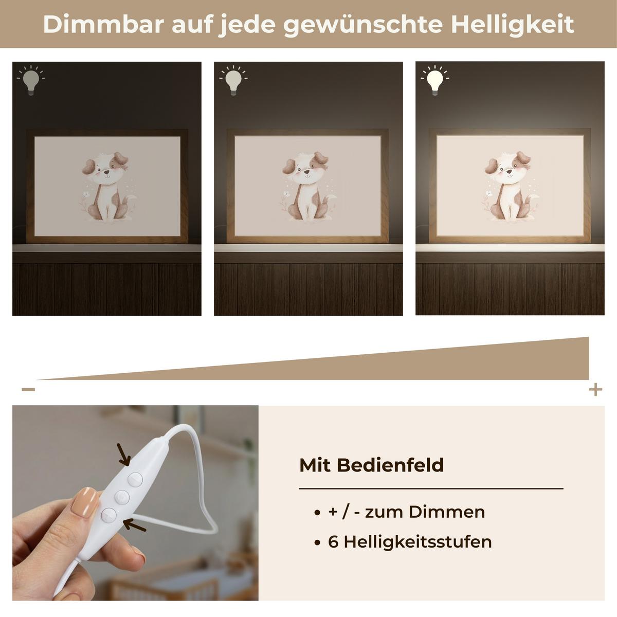 NACHTTISCHLAMPE Hund - Gefleckt - Braun 30x20 cm - Beige, Holzwerkstoff (8/30/20cm) - OnlyWow