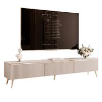 GERIFFELTER TV-Schrank SELIA 200 cm auf Füßen, Kaschmir mit goldener Zierleiste und LED-Beleuchtung - Kaschmir, Holzwerkstoff (200/42/35cm) - Idohome