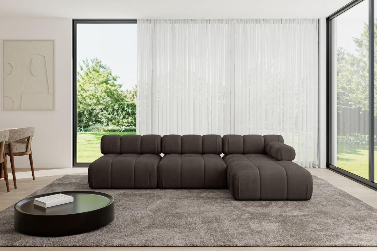 ECKSOFA modulares Sofa Razon-L2 - 285x160x70 cm Braun Velours - Braun, Holzwerkstoff/Textil (285/160cm) - ALTDECOR