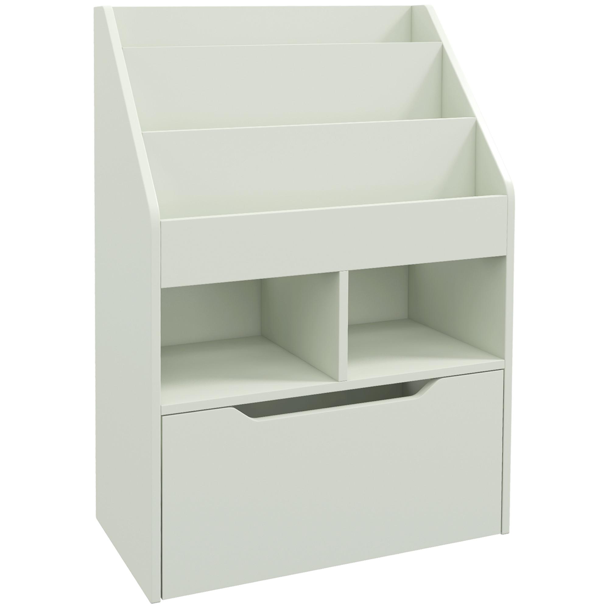 KINDER Bücherregal Kinderregal mit Schublade, 3 Ablagefächern, 2 offenen Fächern - Grün, Holzwerkstoff (29.9/90/60cm) - HOMCOM