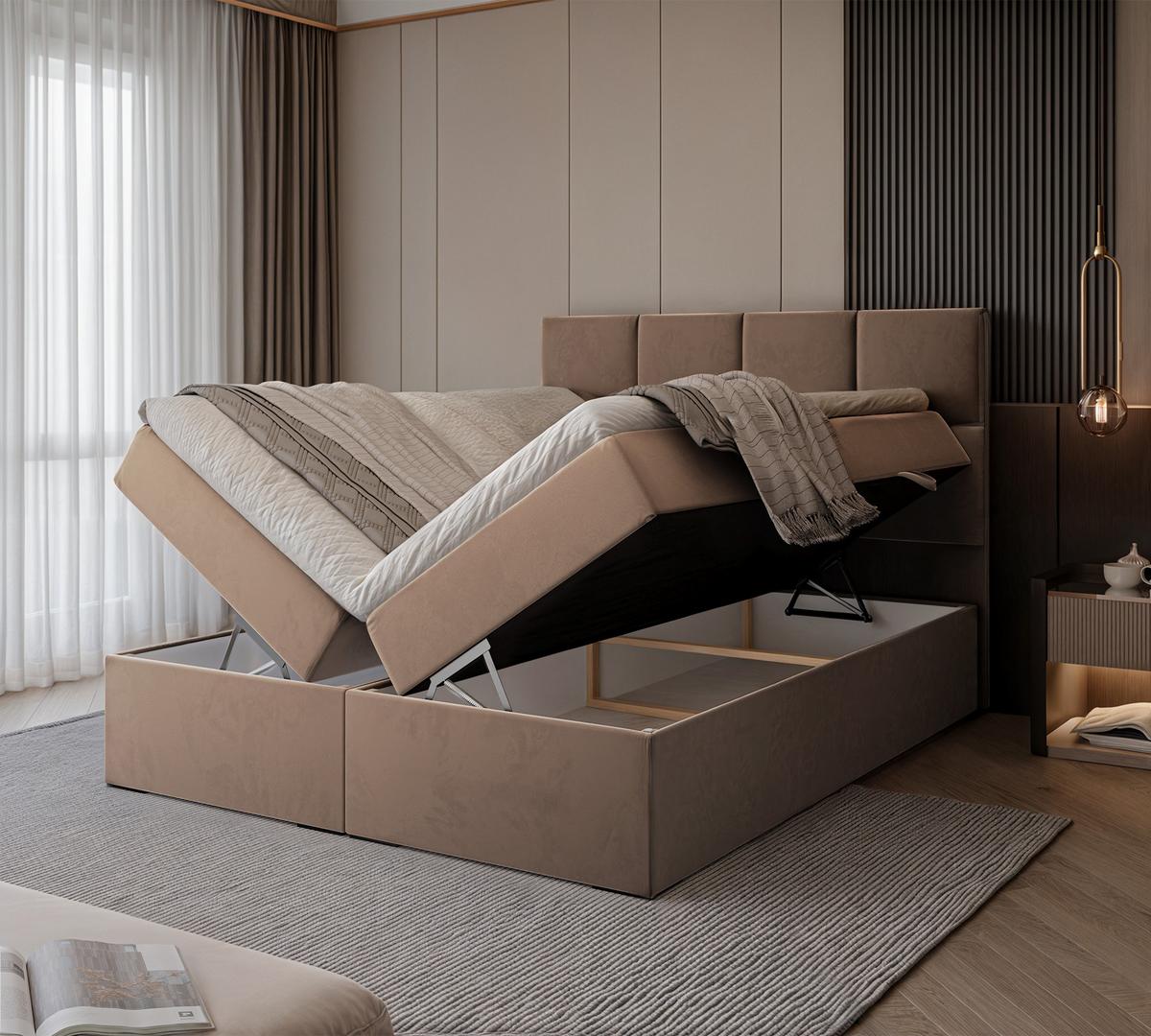 BOXBETT 120x200 cm mit Topper - Braun, Textil (120/200cm) - Idohome