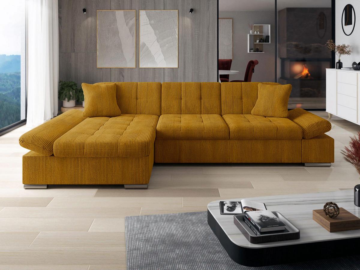 ECKSOFA Montana Cord, Seite: Links - Bronzefarben, Holz/Textil (278/161cm) - MIRJAN24