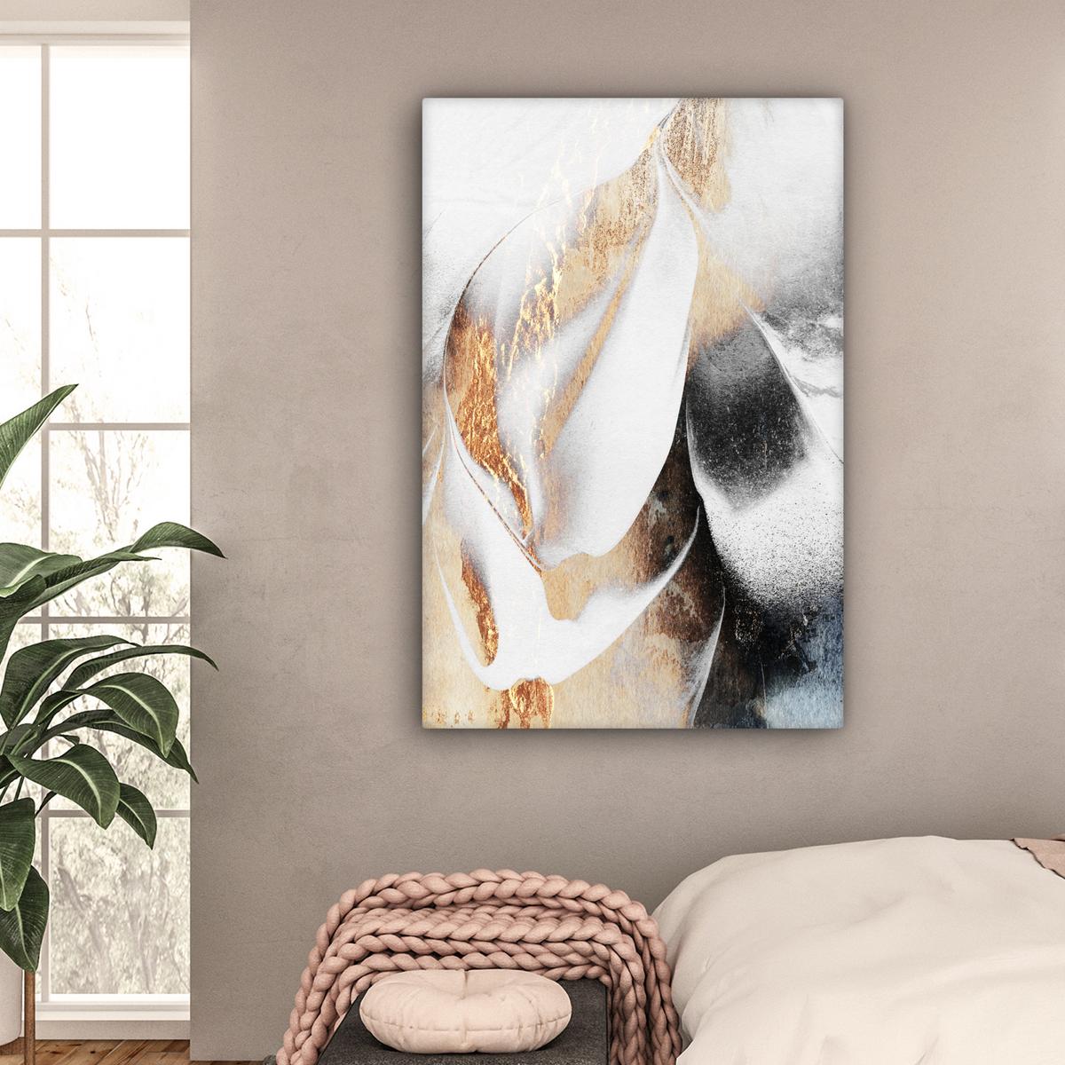 LEINWANDBILD Luxus - Abstrakt - Gold - Weiß Deko XXL 80x120 cm - Goldfarben, Textil (80/120cm) - MuchoWow
