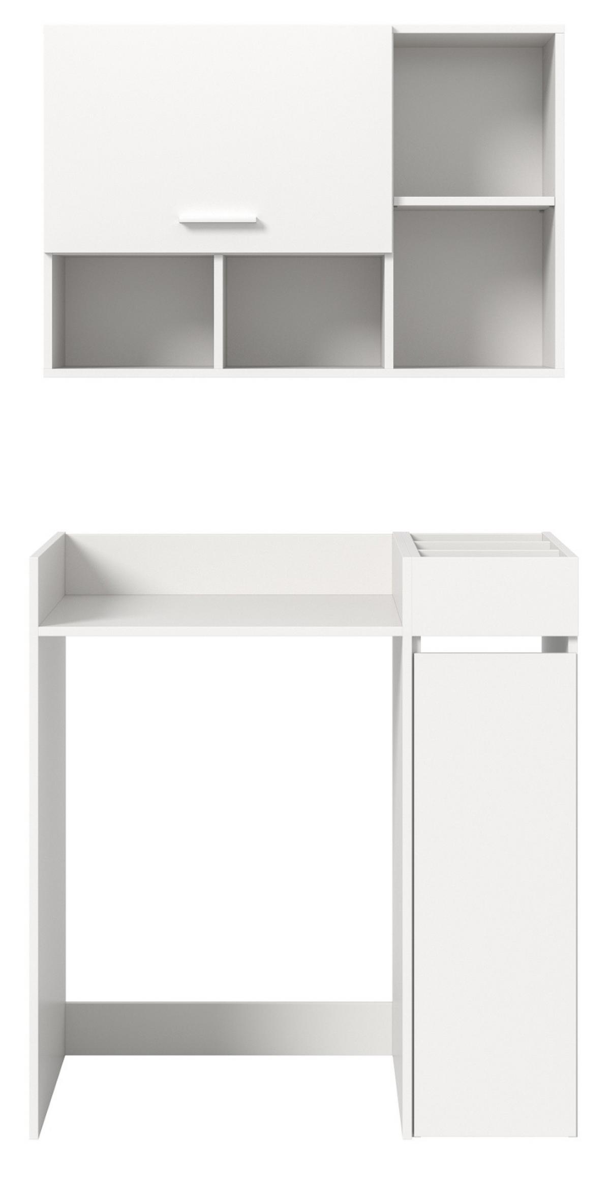 WASCHMASCHINENSCHRANK weiß Set 3-teilig 95 x 195 cm, Waschmaschinenumbau mit Stauraum - Silberfarben/Weiß, Glas/Holzwerkstoff (95/195/60cm) - Inn.Furn