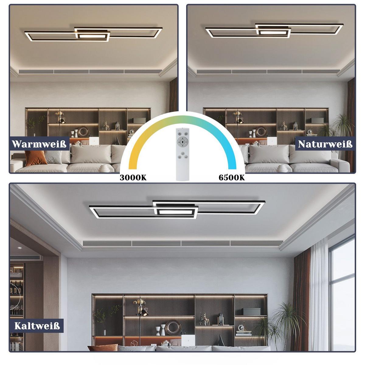 LED-DECKENLEUCHTE Falkenfluch Schwarz Metall 95/17.2/5 cm - Schwarz, Metall (95/17.2/5cm) - ZMH