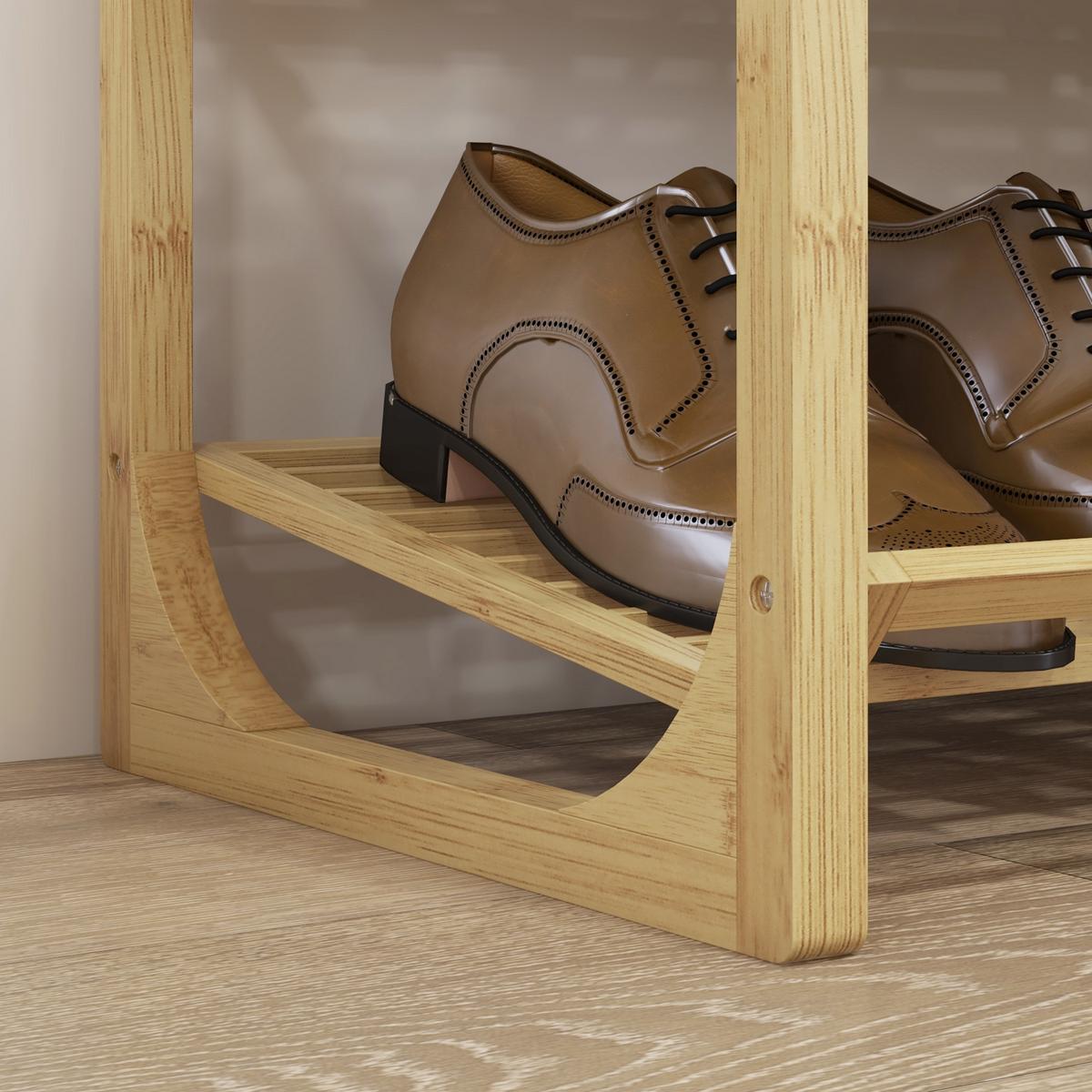 SCHUHREGAL, Schuhständer mit 4 Ebenen, für max. 12 Paar Schuhe, Natur - Naturfarben, Holz/Bambusholz (33/67/76cm) - HOMCOM