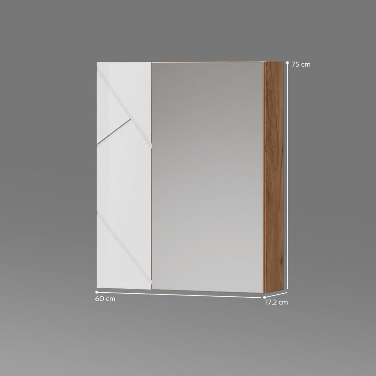 SPIEGELSCHRANK Ronco Weiß/Eiche 60 x 75 cm - Eichefarben/Weiß, Holzwerkstoff (60/75/17.2cm) - Livinity®