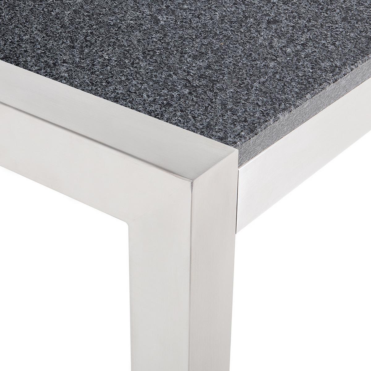 GARTENTISCH Edelstahl/Granit grau poliert 180/90 cm Grosseto - Silberfarben/Grau, Stein (180/90/74cm) - Beliani