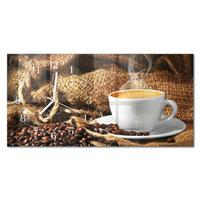 WANDUHR aus Glas 60x30 cm - Kaffeebohnen - Braun, Glas (60/30/0.4cm) - TULUP