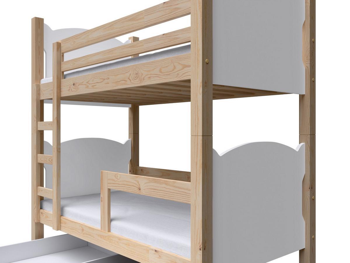 ETAGENBETT LEONE mit Bettkasten 80x180 cm Kieferfarben - Weiß/Kieferfarben, Holz (80/180cm) - MASSENO