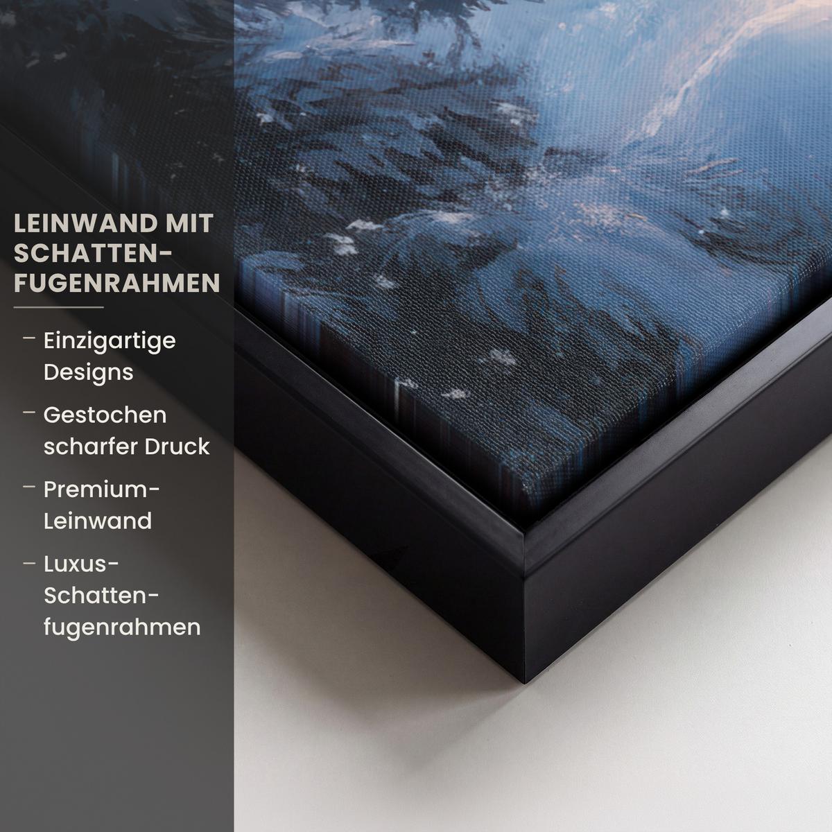 LEINWAND Bilder mit Rahmen - Weihnachtszug - Schnee - Winter - Weihnachten - 60x80 - Dunkelrot, Textil (60/80cm) - MuchoWow