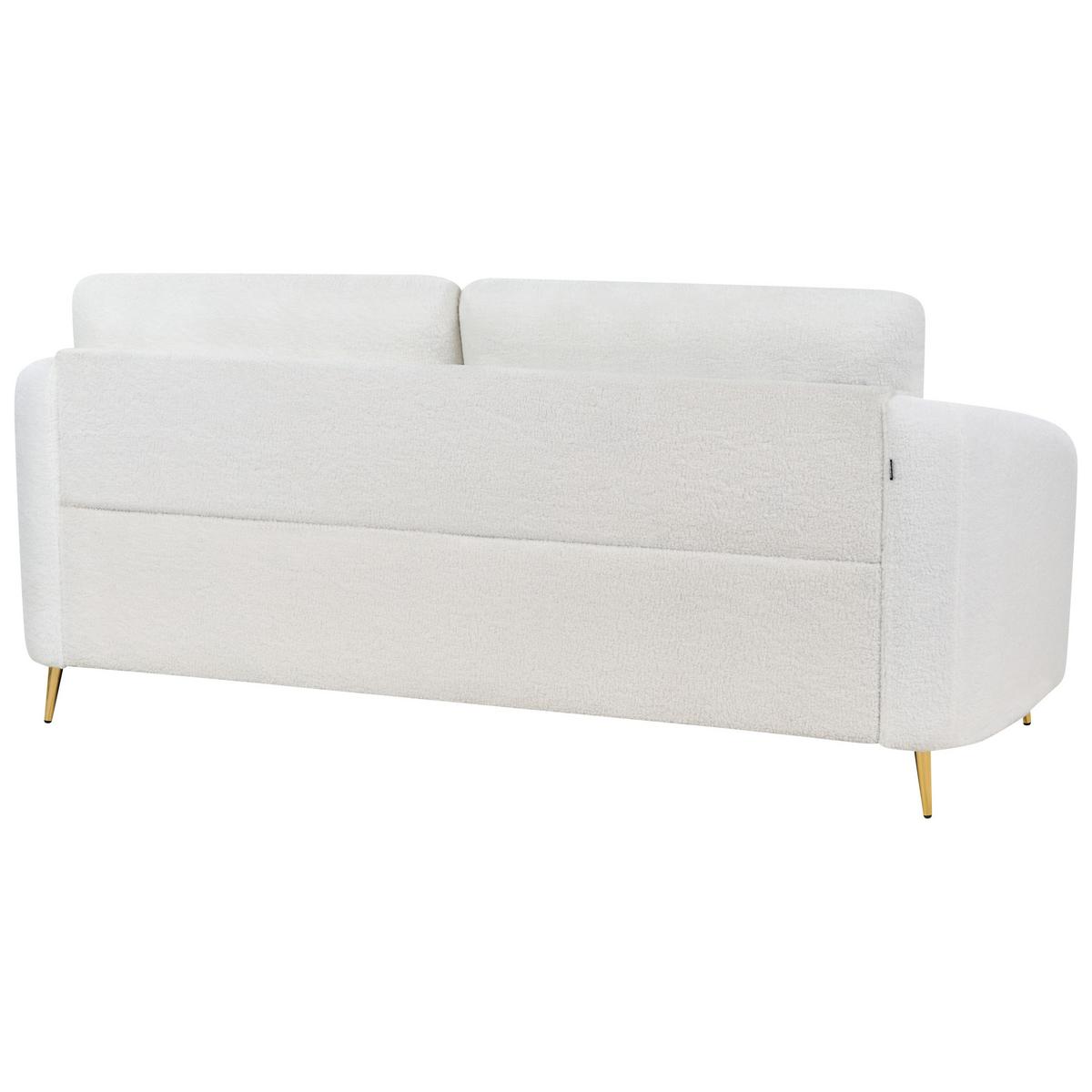 3-SITZER-SOFA Bouclé weiß/gold Trosa - Goldfarben/Weiß, Textil (203/88/86cm) - Beliani