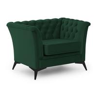 CHESTERFIELD-SESSEL Whitby Flaschengrün Samt mit schwarzen Füßen - Dunkelgrün/Schwarz, Holz/Textil (116/78/82cm) - S-Style Möbel