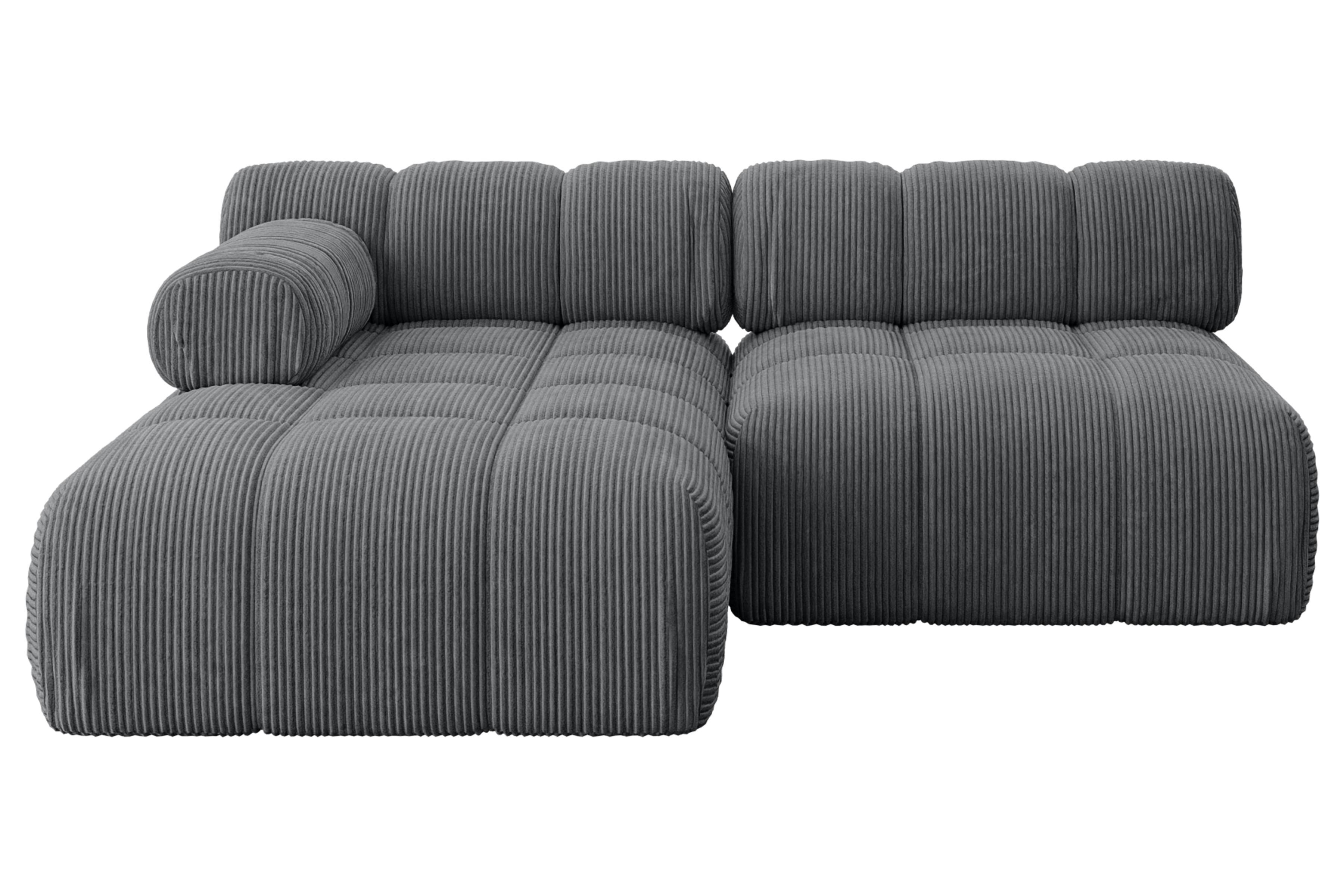 ECKSOFA modulares Sofa Razon-L1 - 190x160x70 cm Dunkelgrau Cord - Dunkelgrau, Holzwerkstoff/Textil (190/160cm) - ALTDECOR