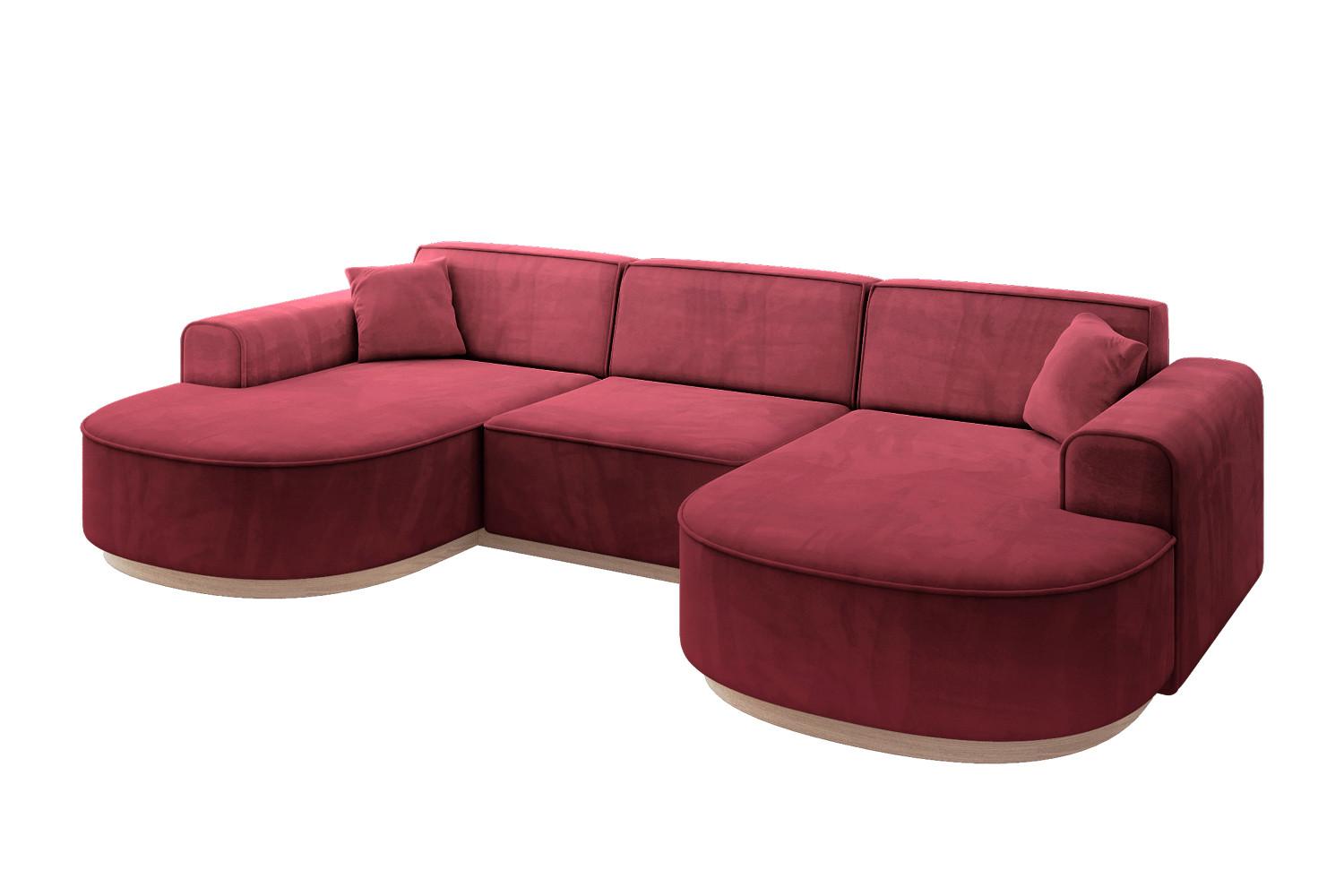 WOHNLANDSCHAFT MARI-U1-v1 - 303x171x83 cm Bordeaux Velours - Bordeaux, Holzwerkstoff/Textil (303/83/171cm) - ALTDECOR