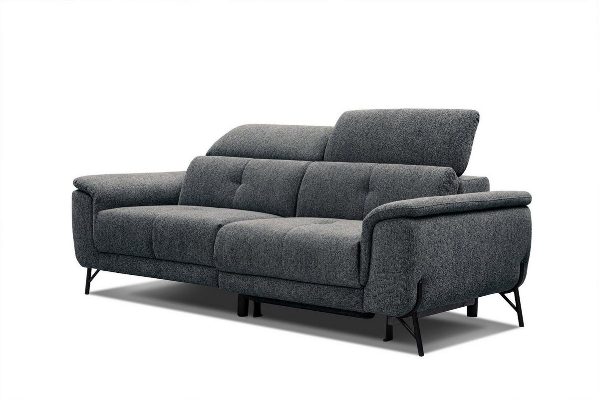 SOFA AVENA 3-Sitzer mit 1 Relaxfunktion, dunkelgrau - Dunkelgrau, Holzwerkstoff/Textil (204/80/108cm) - Wozimo