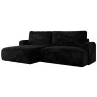 ECKSCHLAFSOFA TONO L Schwarz Plüsch - links - Schwarz, Kunststoff/Textil (260/150cm) - MKS