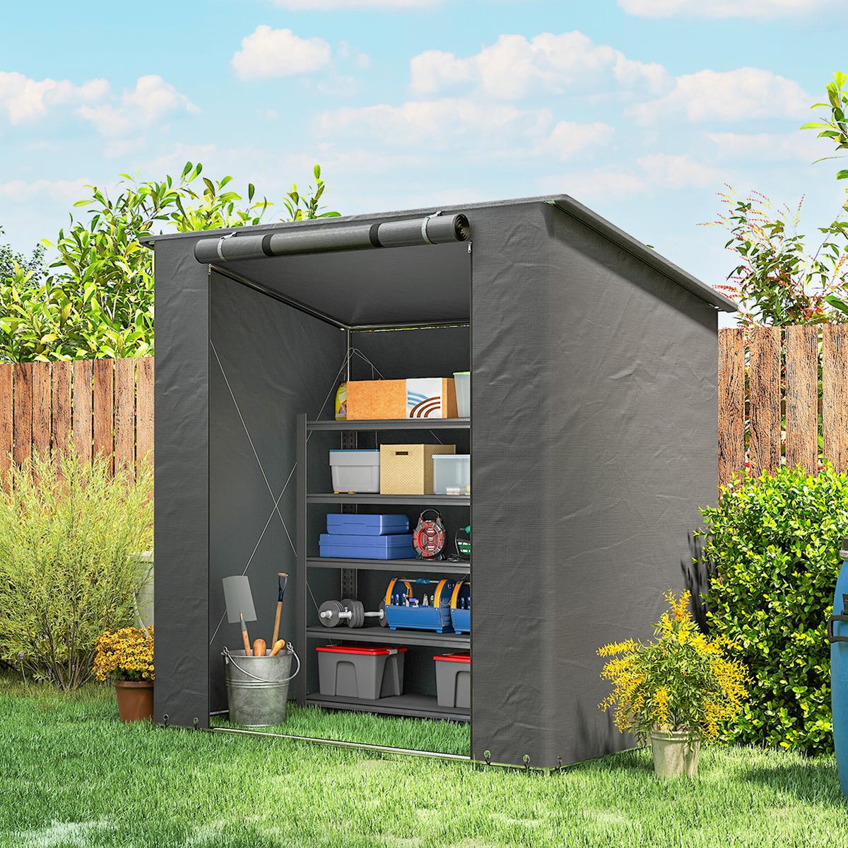 ZELTGARAGE Verzinkter Stahl PE Dunkelgrau - Dunkelgrau, Metall (120/204/187cm) - Outsunny