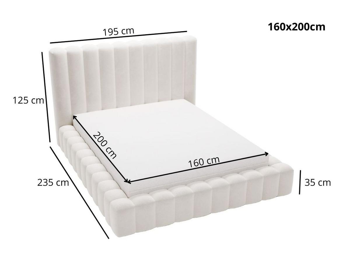 POLSTERBETT Rotto 160x200 Creme - Creme/Naturfarben, Holz/Kunststoff (160/200cm) - Graingold
