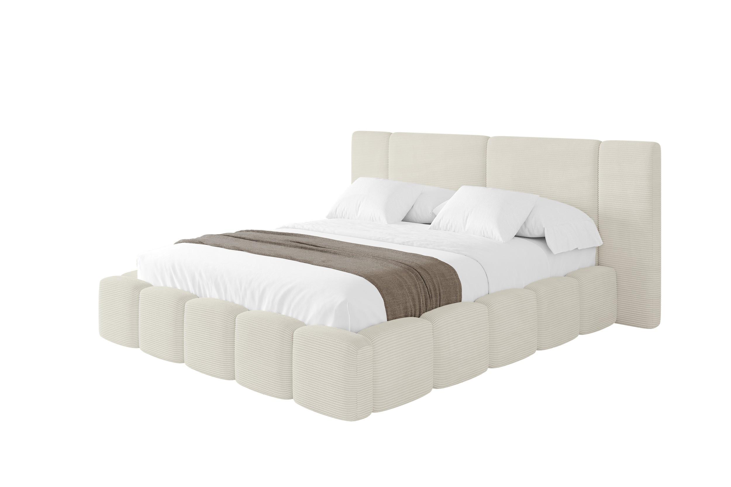 POLSTERBETT mit Bettkasten und Lattenrost, Boxbett ohne Matratze - NILO 120x200 Creme - Cappuccino, Holzwerkstoff/Textil (120/200cm) - ALTDECOR