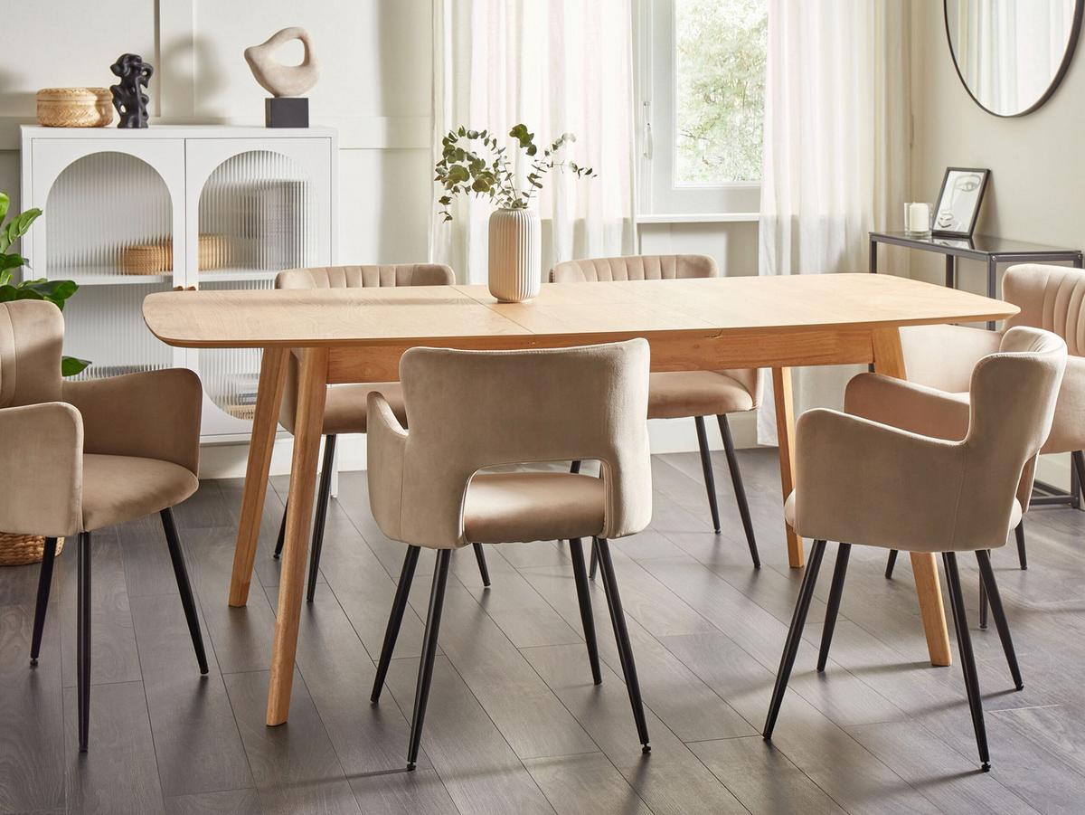 ESSTISCH 150-190/90/75 cm Hellbraun Rechteckig Madox - Hellbraun, Holzwerkstoff (190/90/75cm) - Beliani
