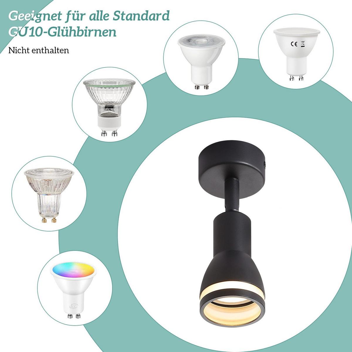 DECKENSTRAHLER Macleod 1-flammig 6/6/15.7cm - Schwarz, Metall (6/6/15.7cm) - Nettlife