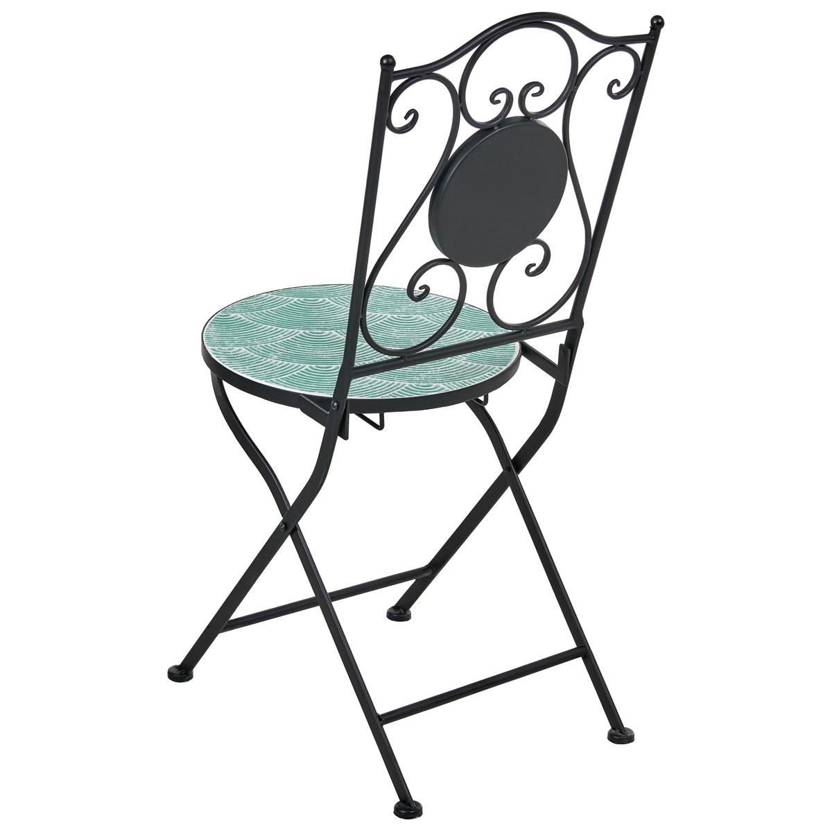 GARTENSTUHL 2er-Set Blaugrün Anapo - Schwarz/Grün, Metall (39/87/47cm) - Beliani