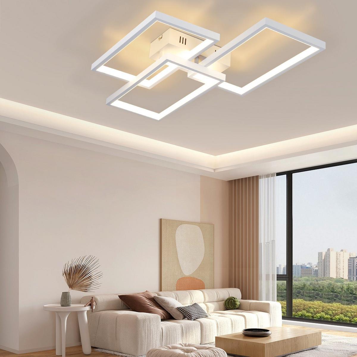 LED-DECKENLEUCHTE Wolfsgast 53.5/8.0/80.0 cm - Weiß, Metall (80/53.5/8cm) - ZMH