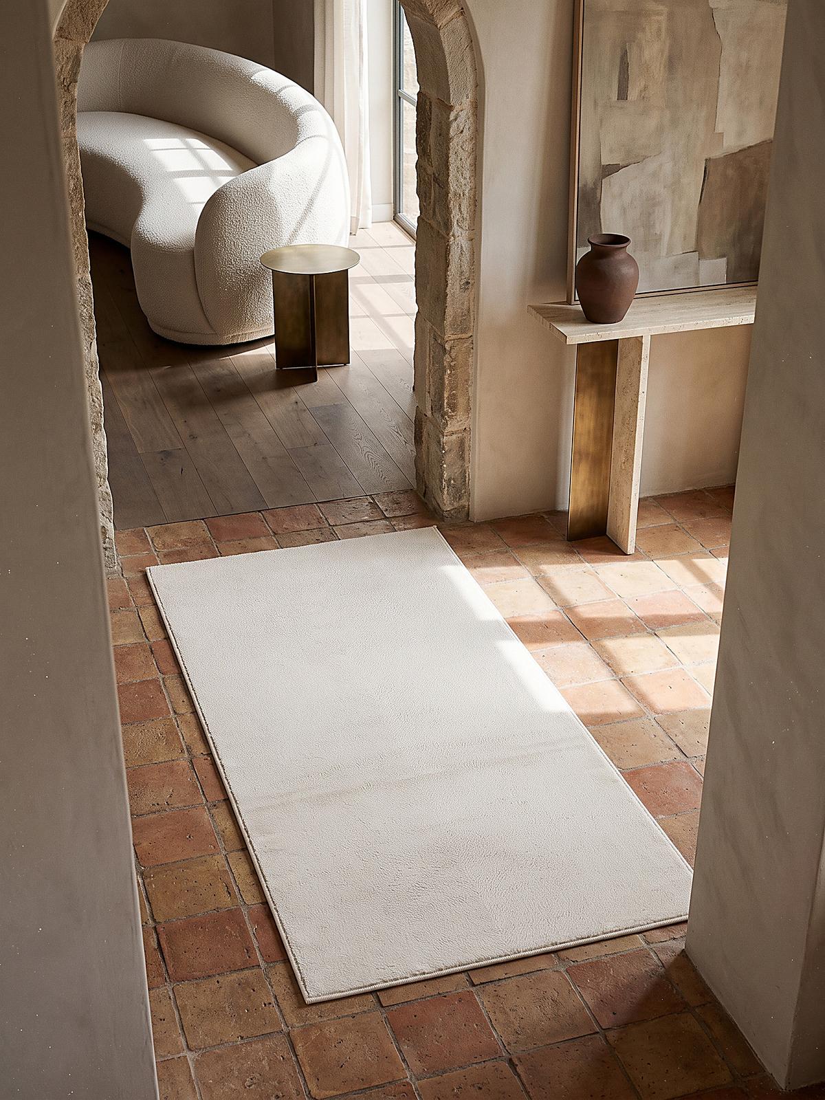 TEPPICHLÄUFER Antirutsch Uni ALDAN Polyester Creme 80 x 150 cm - Beige, Textil (80/150cm) - KADIMA DESIGN