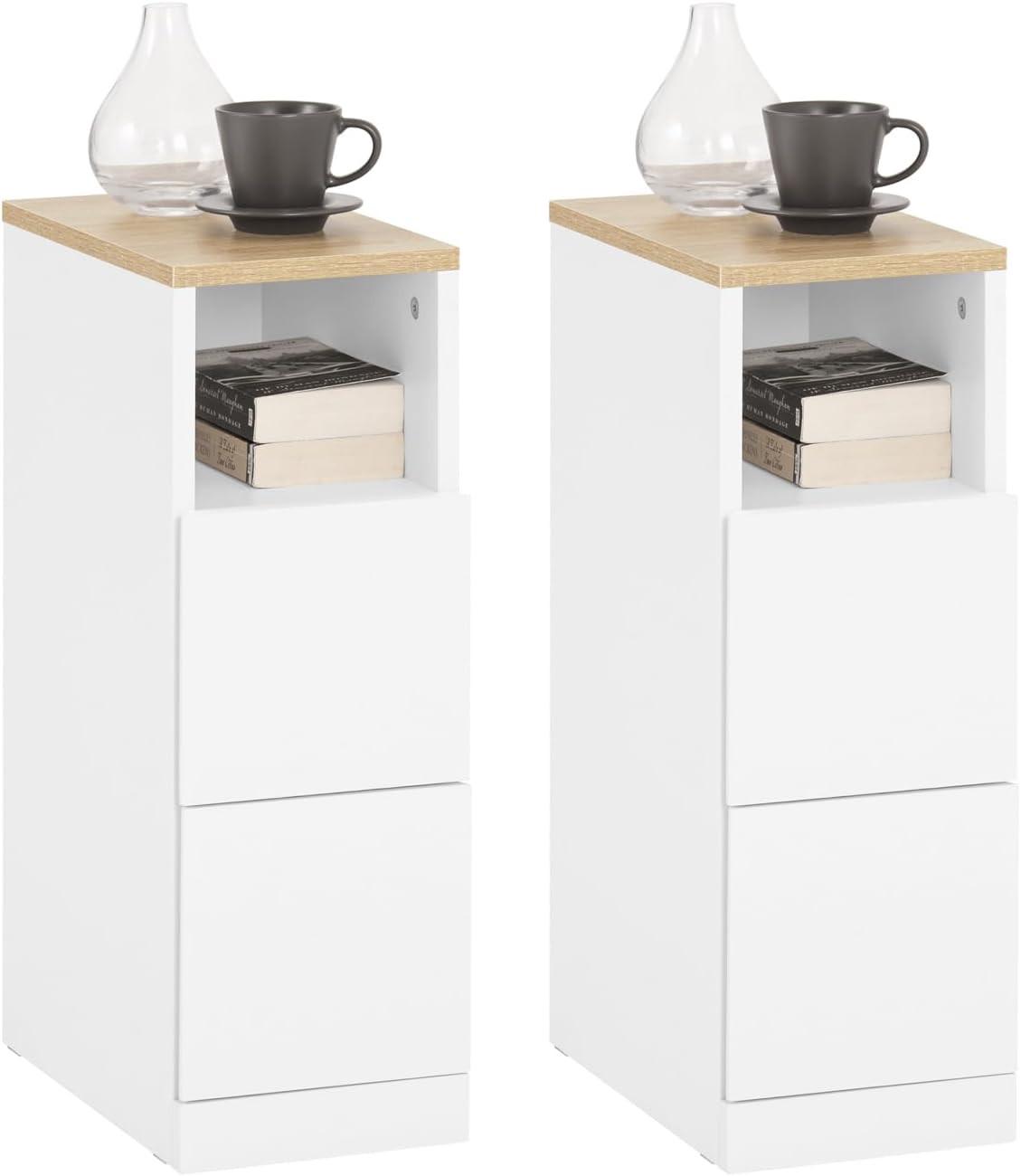 NACHTTISCH mit 2 Schubladen und offenen Fach FBT149 - Ahornfarben, Fell (35/60/20cm) - SoBuy