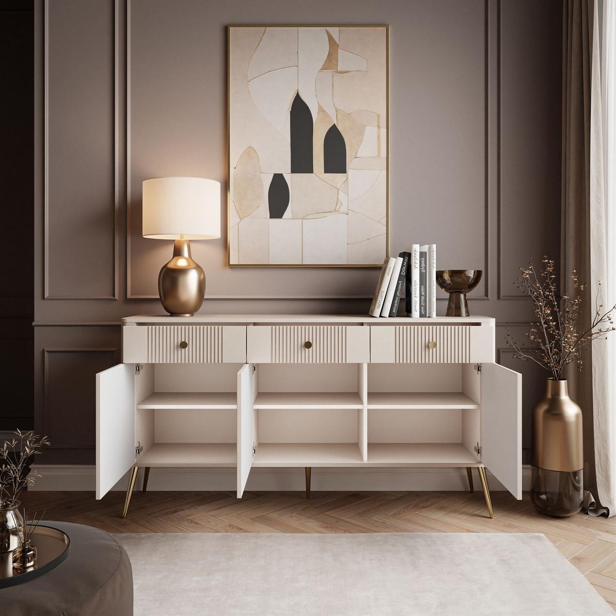 KOMMODE ELYSIA KASCHMIR 3D3S mit Schubladen - Kaschmir, Holzwerkstoff (165/89/39cm) - Lookway