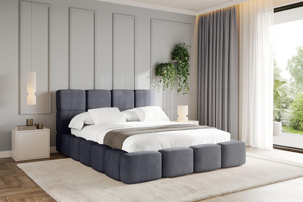 POLSTERBETT mit Bettkasten und Lattenrost, Bett mit Kopfteil, Boxbett ohne Matratze, Doppelbett mit Stauraum - NATA 120x200 Dunkelgrau - Dunkelgrau, Holzwerkstoff/Textil (120/200cm) - ALTDECOR