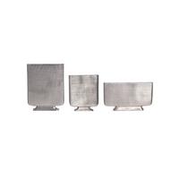 VASEN 3er-Set PORTONOVO, Aluminium, handgefertigt, Silber, 26 x 4 x 33 cm - Silberfarben, Metall (33cm) - KADIMA DESIGN