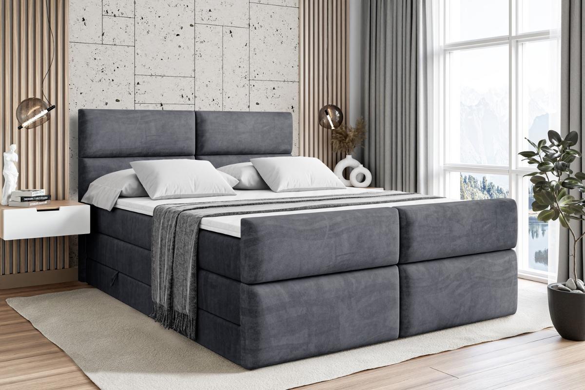 BOXSPRINGBETT BOXI3-Z KING - 140x200 - H3/H4 - Dunkelgrau - Dunkelgrau, Holzwerkstoff (140/200cm) - ALTDECOR
