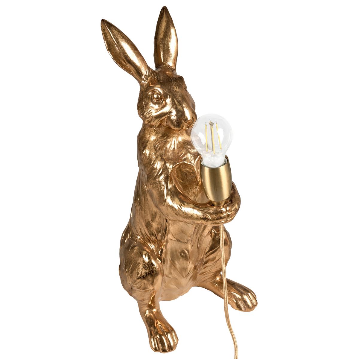 TISCHLAMPE Hase Gold Bugs - Messingfarben/Goldfarben, Kunststoff (26/23/53cm) - Beliani