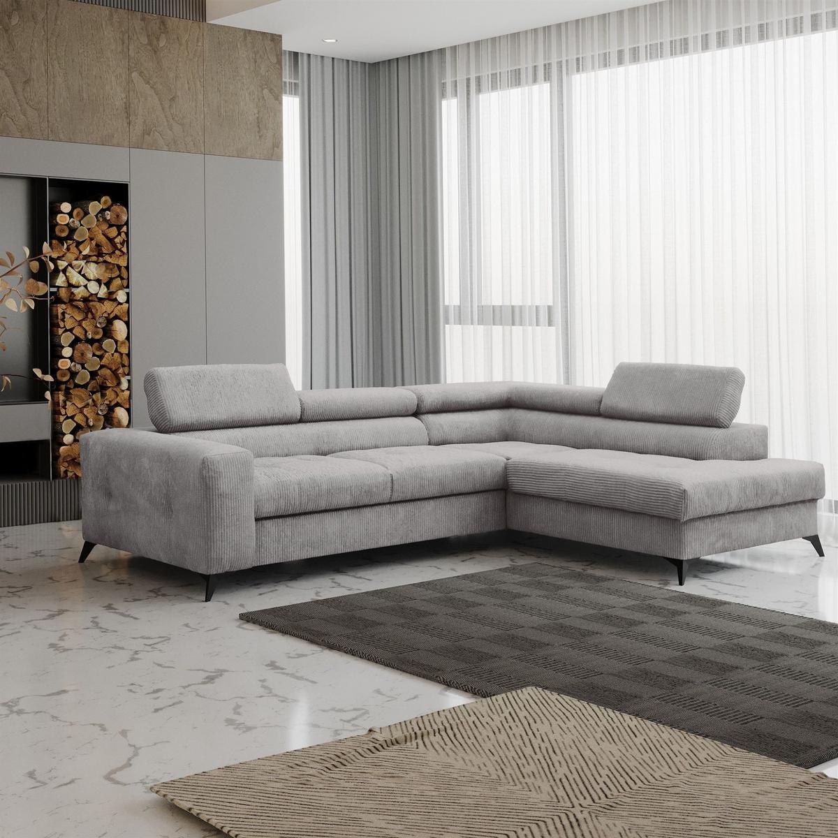 ECKSOFA Schlafsofa Amadeo In Anafi - Grau, Holzwerkstoff/Textil (271/202cm) - Fun Möbel