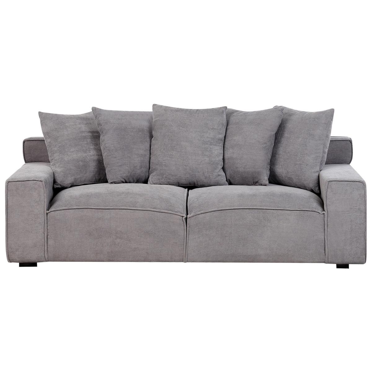 3-SITZER-SOFA Cord Dunkelgrau Viskan - Dunkelgrau, Textil (200/67/82cm) - Beliani