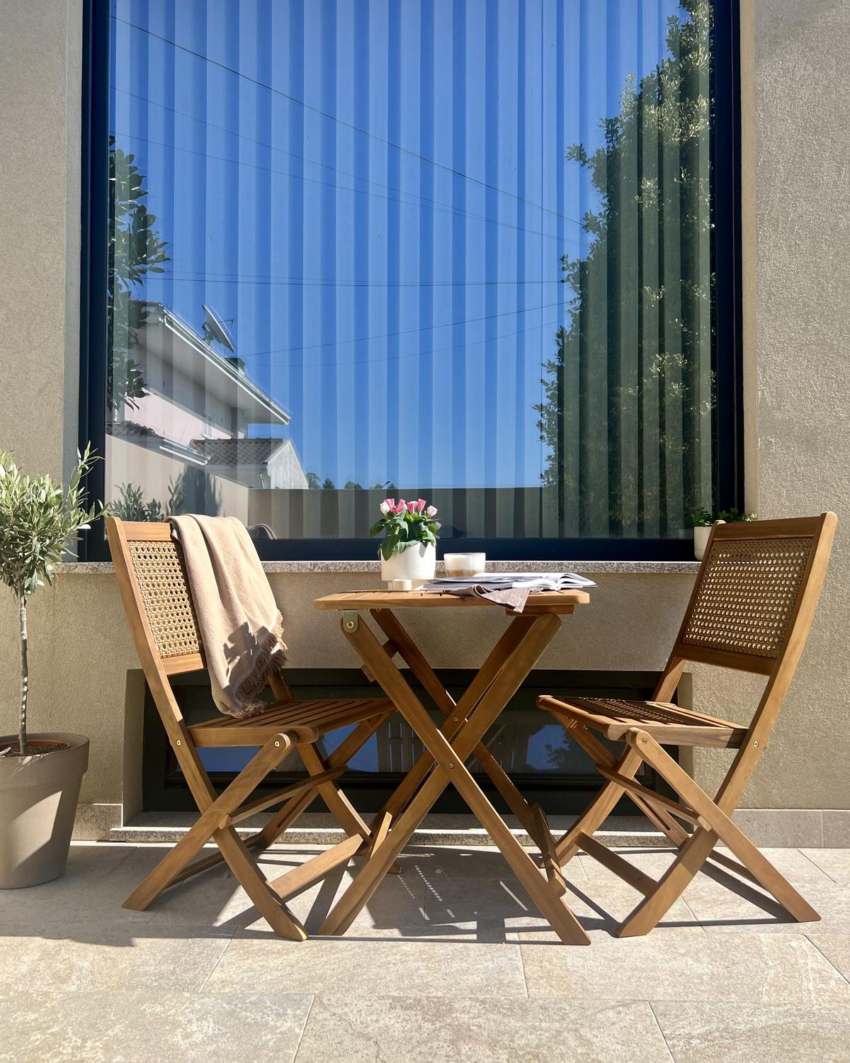 BISTRO-SET 2-Sitzer Heller Holzfarbton Paraggi - Hellbraun, Holz - Beliani