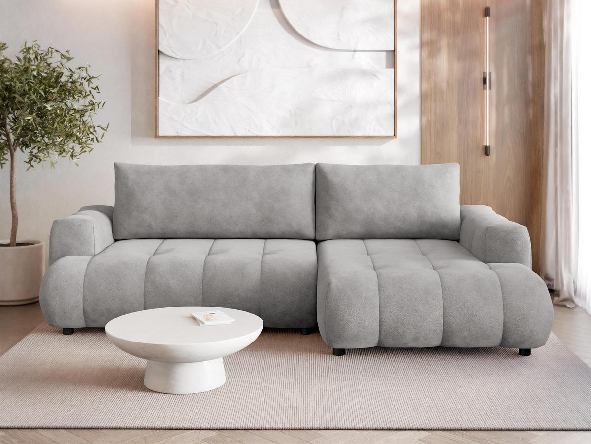 ECKSOFA Haiti, Seite: Rechts 2R+LC - Hellgrau/Schwarz, Holz/Textil (276/156cm) - MIRJAN24