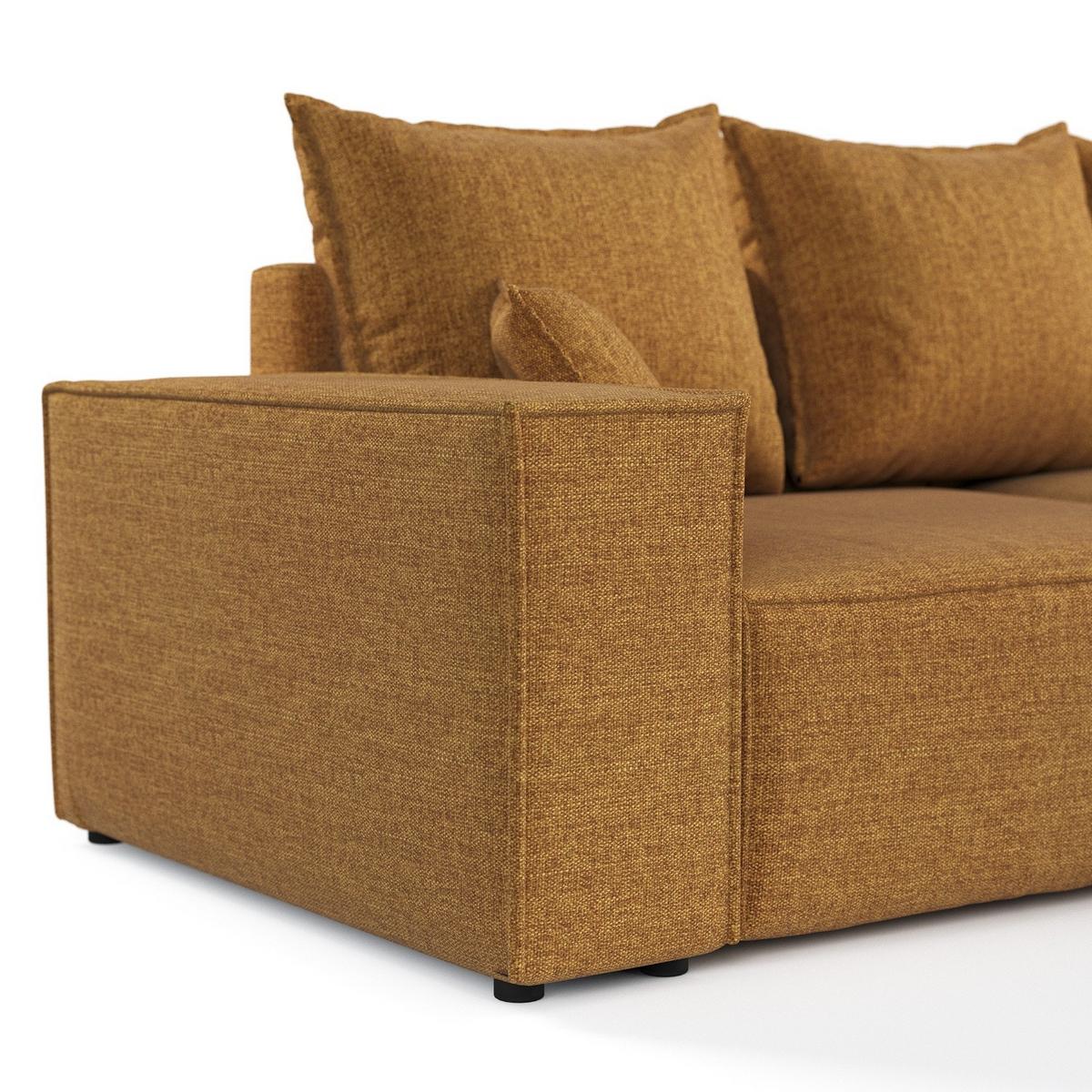 ECKSOFA SENSO mit Schlaffunktion Honiggelb im City Stoff - Schwarz/Honig, Holz/Holzwerkstoff (255/148cm) - AltaBeds
