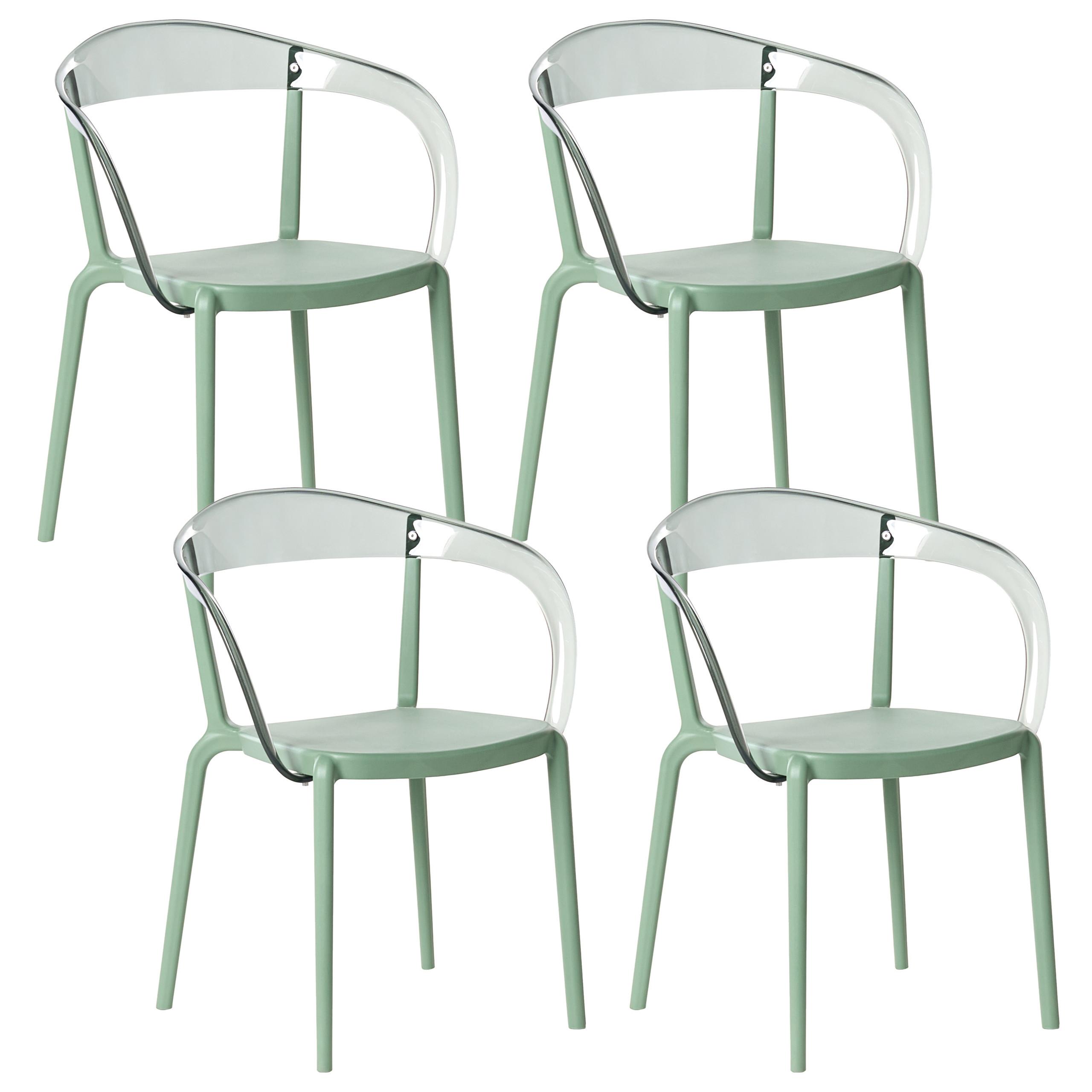 GARTENSTUHL 4er-Set stapelbar Grün Malevizi - Grün, Kunststoff (45/77/45cm) - Beliani