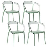 GARTENSTUHL 4er-Set stapelbar Grün Malevizi - Grün, Kunststoff (45/77/45cm) - Beliani