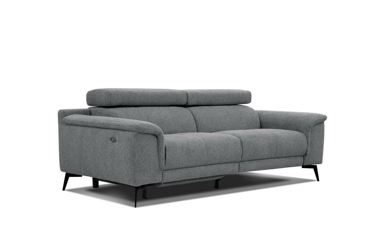 RELAXSOFA FIERO 3-Sitzer mit 1 Relaxfunktion, grau - Schwarz/Grau, Holzwerkstoff/Textil (212/82/103cm) - Wozimo