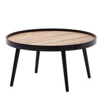 COUCHTISCH in Holzoptik, Rund mit Erhöhtem Rand und Ablagefläche - Schwarz, Holz (76/76/40cm) - KADIMA DESIGN