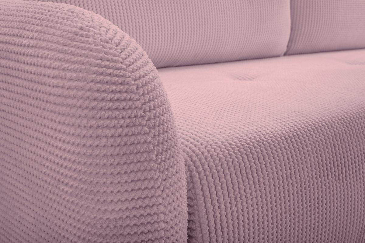 BETTSOFA VIVO Rosa Geflochtener Stoff mit Schlaffunktion - Rosa, Holz (230/95/102cm) - MASSENO