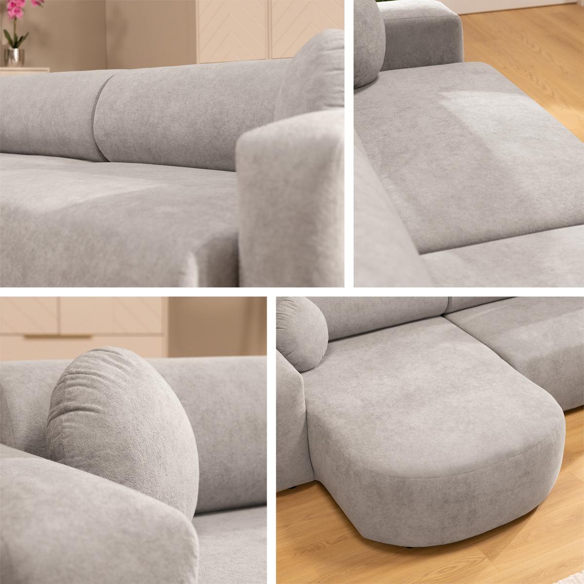 ECKSOFA Nicelo - Schwarz/Naturfarben, Holz/Kunststoff (252/150cm) - MIRJAN24