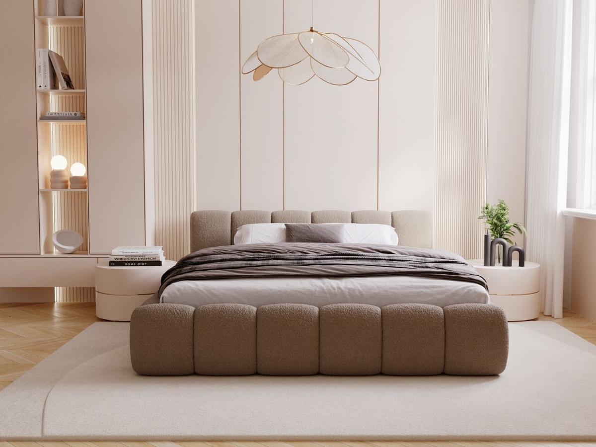 POLSTERBETT Cloud Low 180x200 Bouclé-Stoff Braun - Braun, Textil (180/200cm) - Graingold