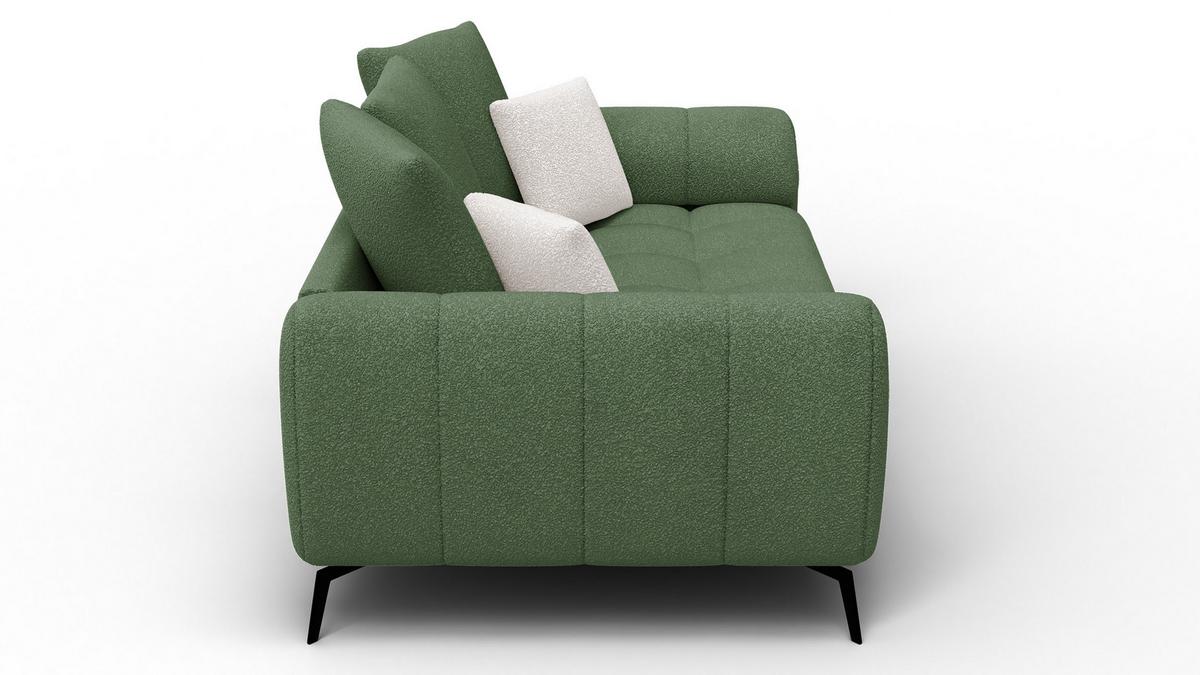 SOFA CALME 2,5-Sitzer, olive - Schwarz/Olivgrün, Holz/Textil (199/92/108cm) - Wozimo