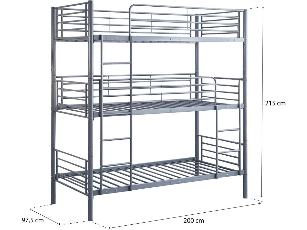 ETAGENBETT havin Grau - Grau, Metall (190/90cm) - Habitat Garten